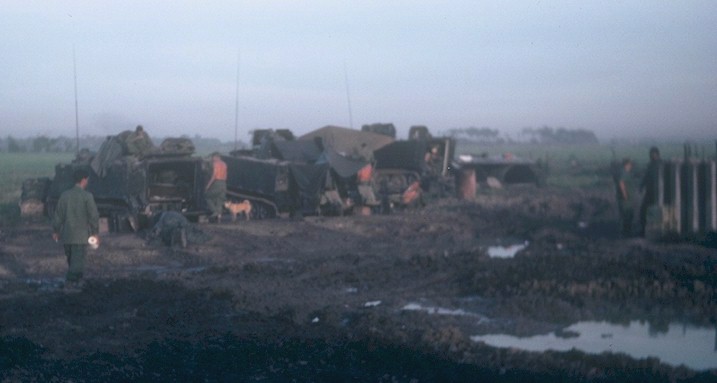 Slogging about in the mud during the rainy season.